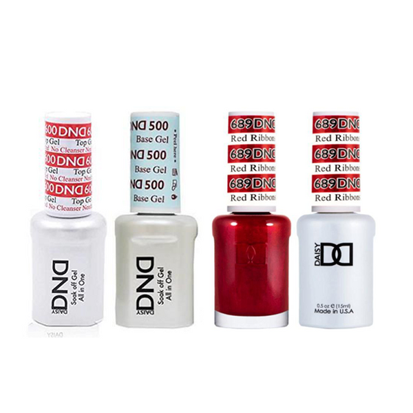 DND - #500#600 Base, Top, Gel & Lacquer Combo - Red Ribbons - #689