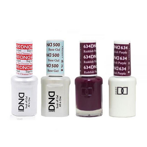 DND - #500#600 Base, Top, Gel & Lacquer Combo - Reddish Purple - #634