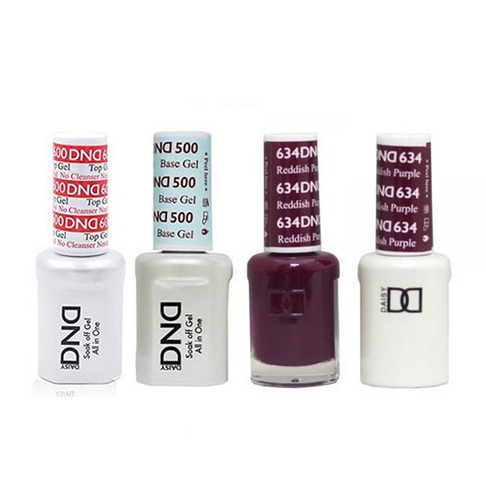 DND - #500#600 Base, Top, Gel & Lacquer Combo - Reddish Purple - #634