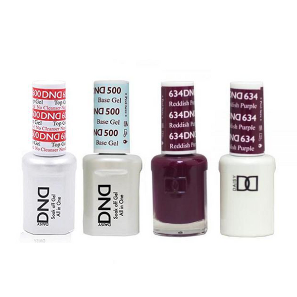 DND - #500#600 Base, Top, Gel & Lacquer Combo - Reddish Purple - #634