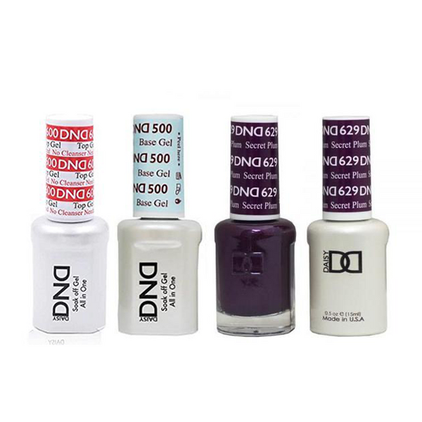 DND - #500#600 Base, Top, Gel & Lacquer Combo - Secret Plum - #629