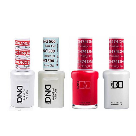 DND - #500#600 Base, Top, Gel & Lacquer Combo - Striking Red - #474