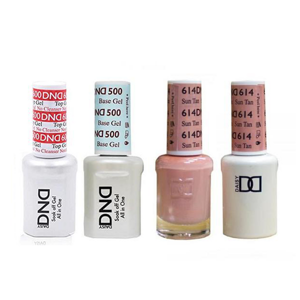 DND - #500#600 Base, Top, Gel & Lacquer Combo - Sun Tan - #614