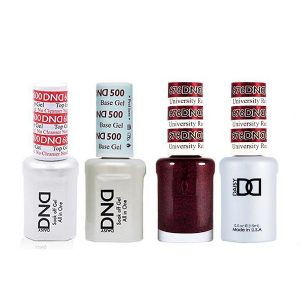 DND - #500#600 Base, Top, Gel & Lacquer Combo - University Red - #676