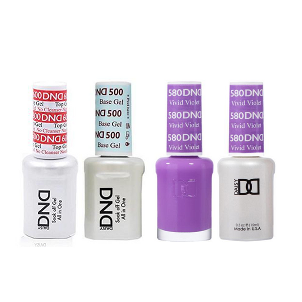 DND - #500#600 Base, Top, Gel & Lacquer Combo - Vivid Violet - #580