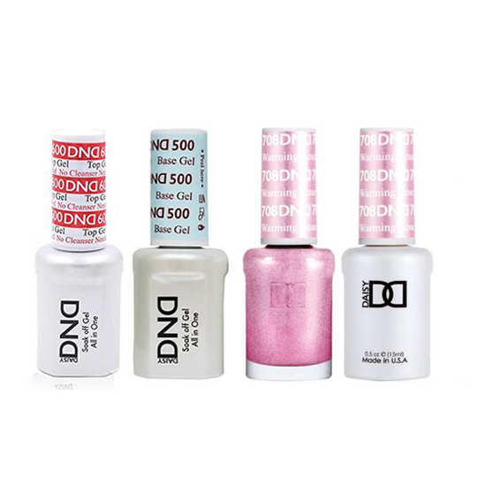 DND - #500#600 Base, Top, Gel & Lacquer Combo - Warming Rose - #708