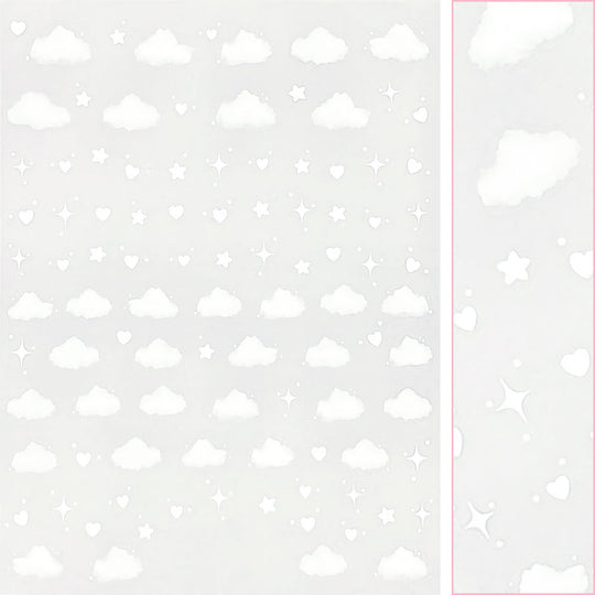 Daily Charme - Kawaii Nail Art Sticker - Dreamy Clouds - White