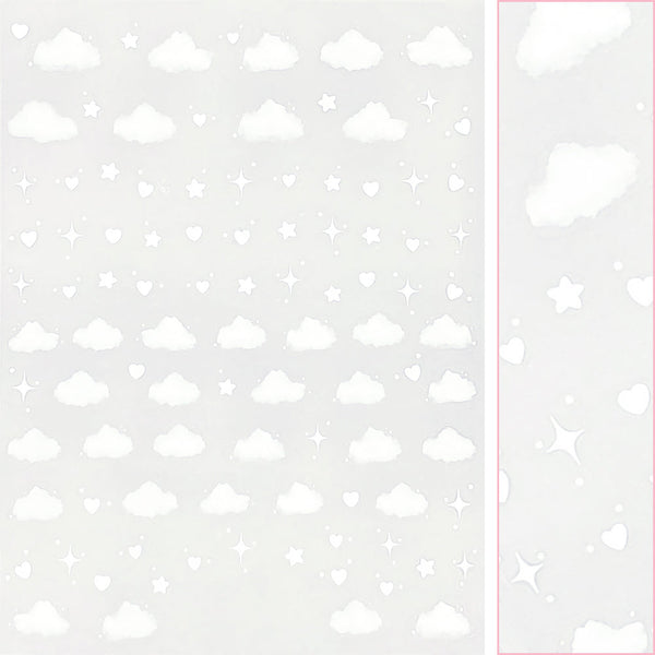 Daily Charme - Kawaii Nail Art Sticker - Dreamy Clouds - White