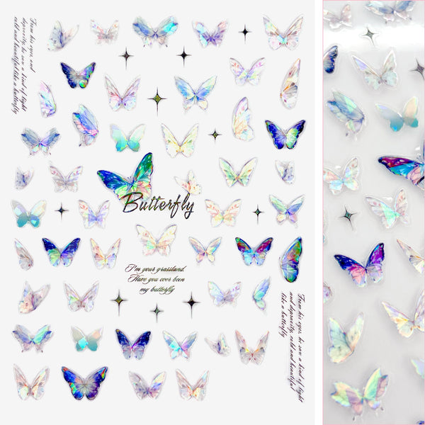 Daily Charme - Holographic Butterfly Nail Art Sticker - Ethereal