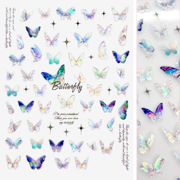 Daily Charme - Holographic Butterfly Nail Art Sticker - Ethereal