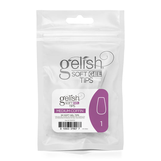 Gelish - Soft Gel Tips - Medium Coffin Size 1 50CT Refill