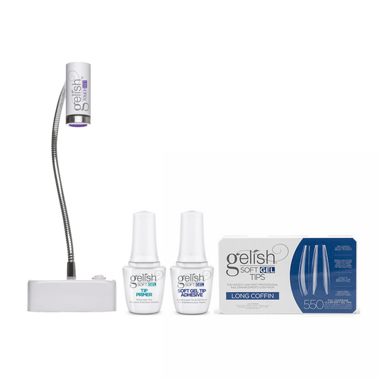 Gelish - Soft Gel Tips & LED Light Kit - Long Coffin