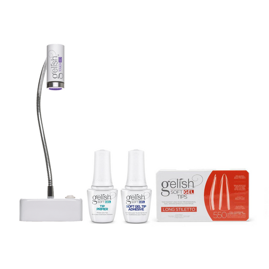 Gelish - Soft Gel Tips & LED Light Kit - Long Stiletto