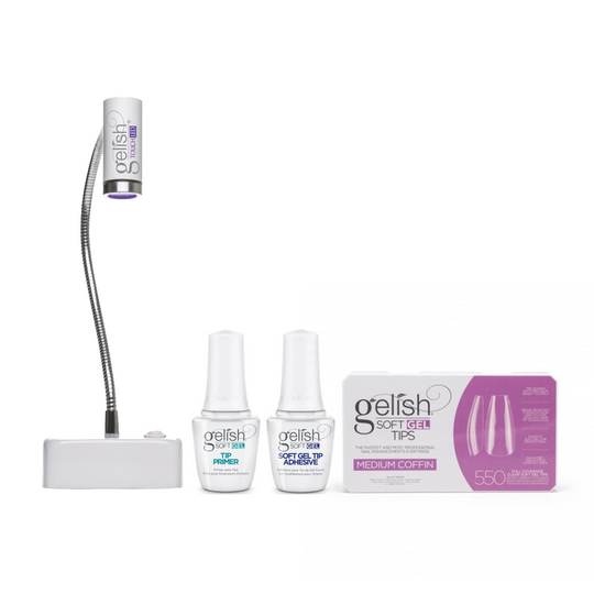 Gelish - Soft Gel Tips & LED Light Kit - Medium Coffin