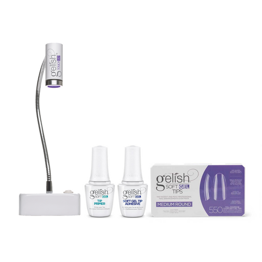 Gelish - Soft Gel Tips & LED Light Kit - Medium Round