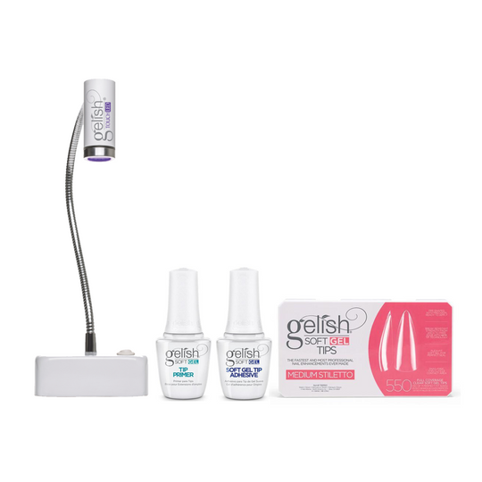 Gelish - Soft Gel Tips & LED Light Kit - Medium Stiletto