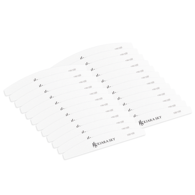 Kiara Sky Tools - White Nail File 100/100 GRIT - Half Moon (25 pc)