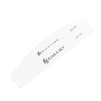 Kiara Sky Tools - White Nail File 100/100 GRIT - Half Moon (2 pc)