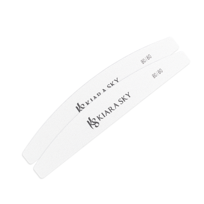 Kiara Sky Tools - White Nail File 80/80 GRIT - Half Moon (2 pc)