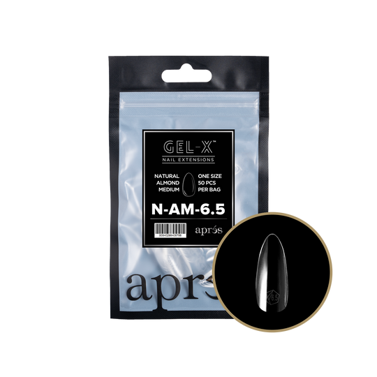 Apres - gel-x 2.0 refill bags - natural almond medium size 6.5 (50 pcs)