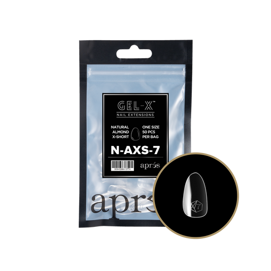 Apres - gel-x 2.0 refill bags - natural almond extra short size 7 (50 pcs)