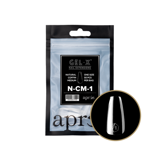 Apres - gel-x 2.0 refill bags - natural coffin medium size 1 (50 pcs)
