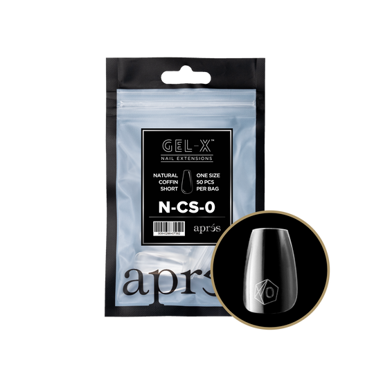 Apres - gel-x 2.0 refill bags - natural coffin short size 0 (50 pcs)