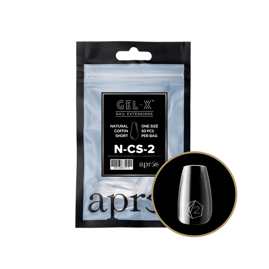 Apres - gel-x 2.0 refill bags - natural coffin short size 2 (50 pcs)