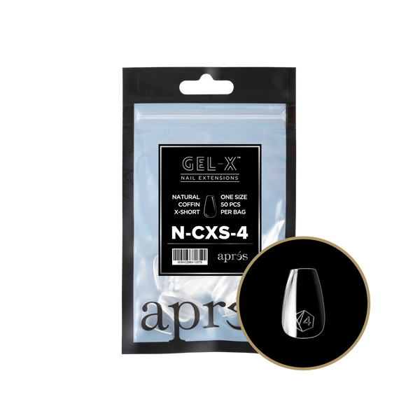 apres - Gel-X 2.0 Refill Bags - Natural Coffin Extra Short Size 4 (50 pcs)