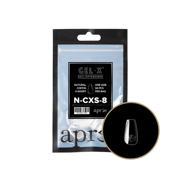 apres - Gel-X 2.0 Refill Bags - Natural Coffin Extra Short Size 8 (50 pcs)