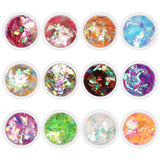 Daily Charme - Colorful Mylar Glitter Flakes Set - 12 Jars