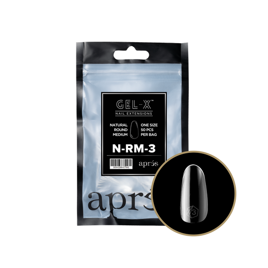 Apres - gel-x 2.0 refill bags - natural round medium size 3 (50 pcs)