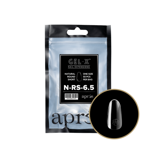 Apres - gel-x 2.0 refill bags - natural round short size 6.5 (50 pcs)