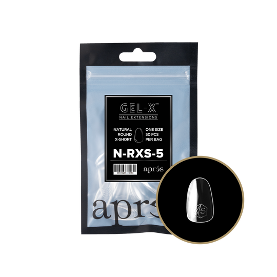 Apres - gel-x 2.0 refill bags - natural round extra short size 5 (50 pcs)