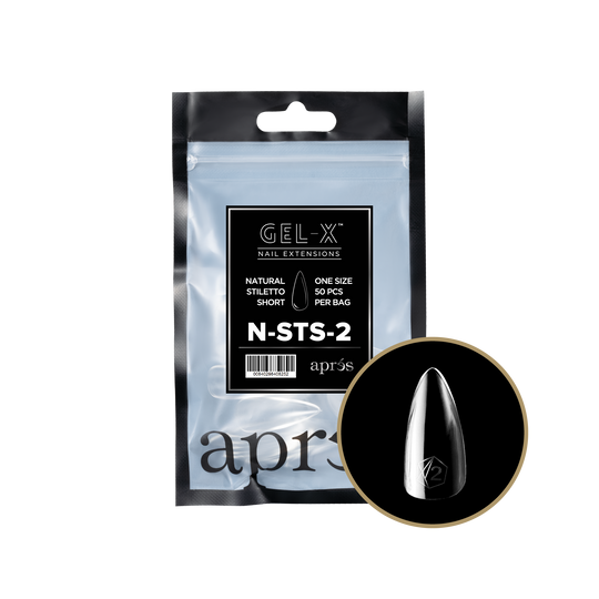 Apres - gel-x 2.0 refill bags - natural stiletto short size 2 (50 pcs)