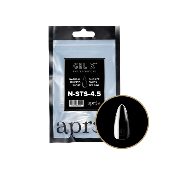 Apres - gel-x 2.0 refill bags - natural stiletto short size 4.5 (50 pcs)