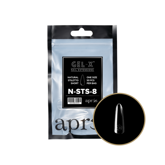 Apres - gel-x 2.0 refill bags - natural stiletto short size 8 (50 pcs)