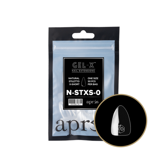 Apres - gel-x 2.0 refill bags - natural stiletto extra short size 0 (50 pcs)