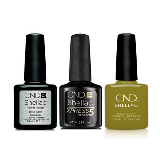 CND - Shellac Xpress5 Combo - Base, Top & Olive Grove (0.25 oz)