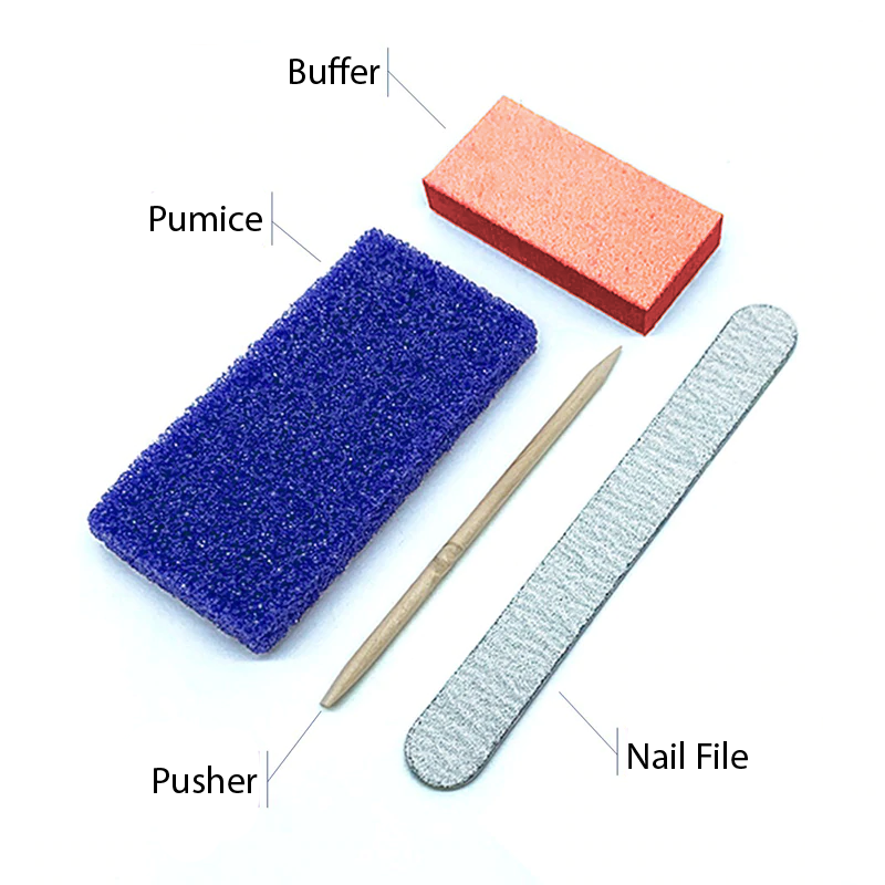 Red Nail Design Pedicure Kit 4pc (Pumice, Buffer, File, and Pusher