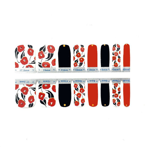 Nails Mailed - Pedicure Wrap - Red Flowers