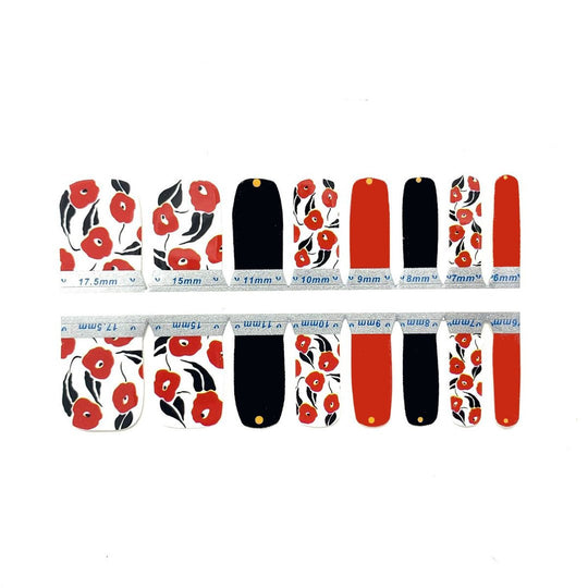 Nails Mailed - Pedicure Wrap - Red Flowers