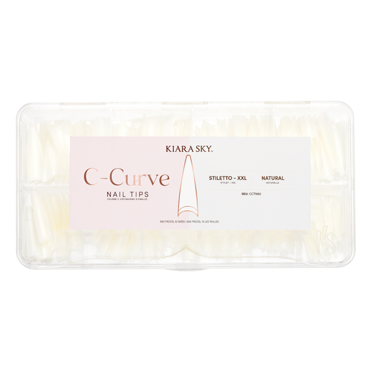 Kiara Sky - C Curve Nail Tips XXL - Stiletto (Natural)