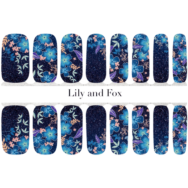 Lily And Fox Nail Wrap Midnight Hibiscus Sleek Nail