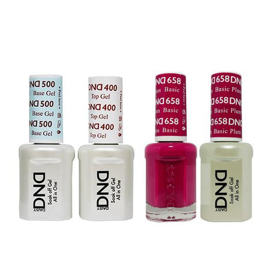 DND - Base, Top, Gel & Lacquer Combo - Basic Plum - #658