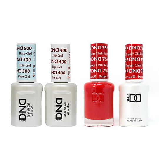 DND - Base, Top, Gel & Lacquer Combo - Chili Pepper - #757