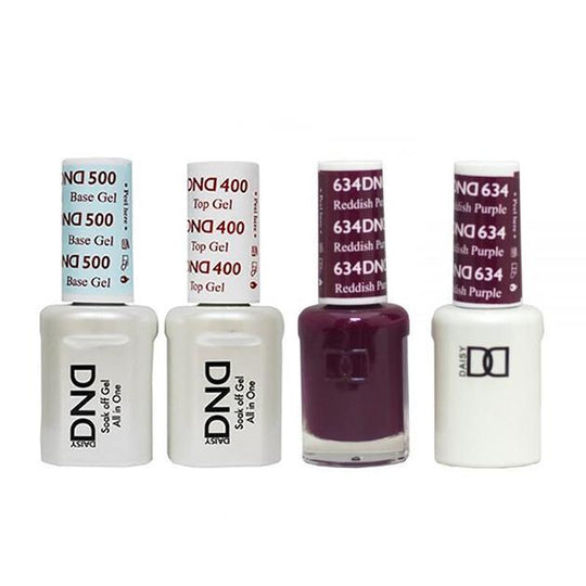 DND - Base, Top, Gel & Lacquer Combo - Reddish Purple - #634