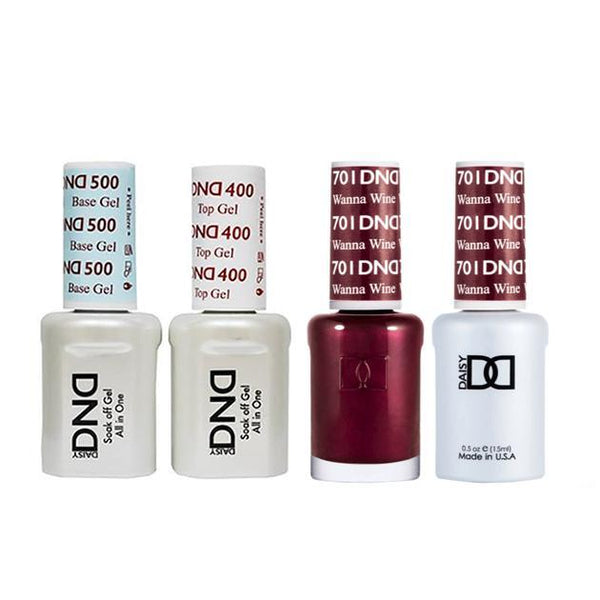 DND - Base, Top, Gel & Lacquer Combo - Wanna Wine - #701