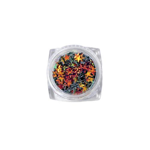 Nail Art Design - Star Gems Orange Green