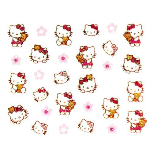 Nail Sticker - Cute Kitty Teddy Bear